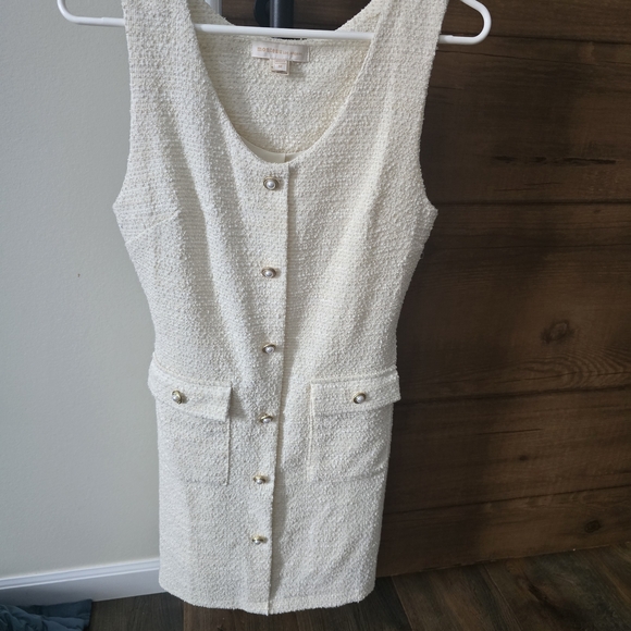 Monteau Textured Cream Button-Front Mini Dress - Picture 1 of 4